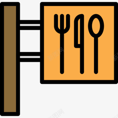 餐厅食物87线性颜色图标图标