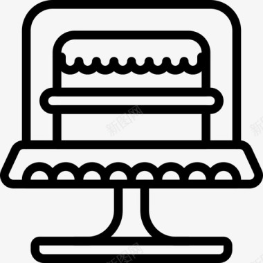 蛋糕厨房用品3线状图标图标