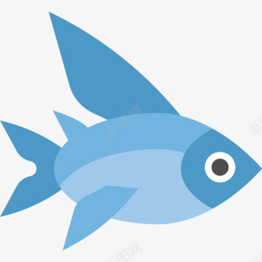 飞鱼海洋生物7扁平图标图标