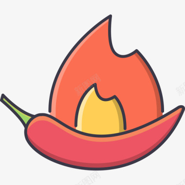 辣椒食物54颜色图标图标