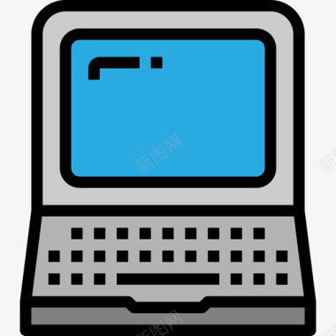 笔记本电脑计算机与技术2线性颜色图标图标