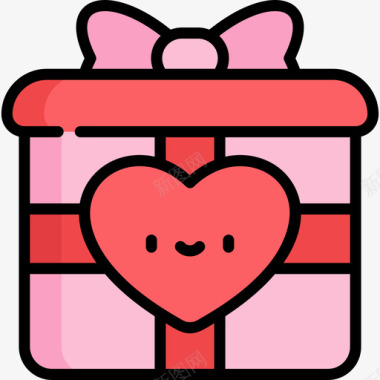 礼品盒婚礼72线性颜色图标图标