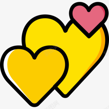 红心浪漫生活方式10黄色图标图标