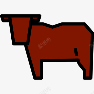 牛动物和食物线性颜色图标图标