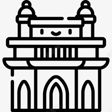 印度之门地标古迹8座直线形图标图标