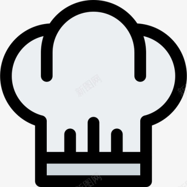 厨师帽食物72线性颜色图标图标