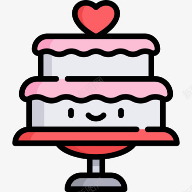 结婚蛋糕婚礼72线性颜色图标图标