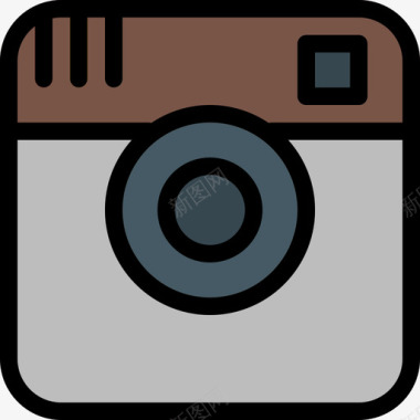 Instagram社交媒体图标3线性颜色图标