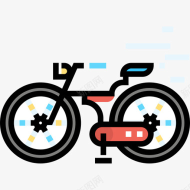 自行车家庭15线性颜色图标图标