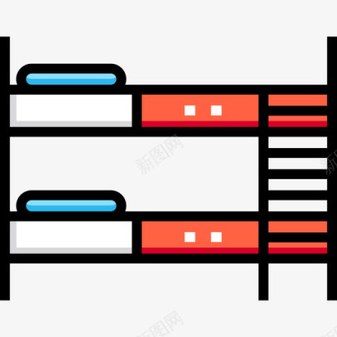 双层床旅行108线性颜色图标图标