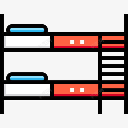 双层床旅行108线性颜色图标svg_新图网 https://ixintu.com 双层床 旅行108 线性颜色