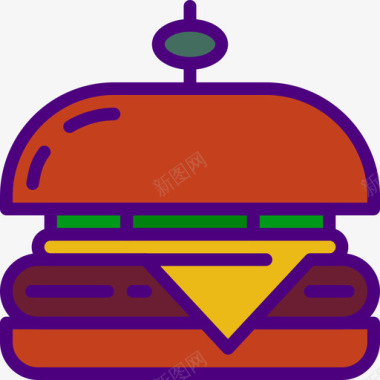 汉堡食品78原色图标图标