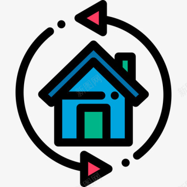 房屋实物资产15线性颜色图标图标