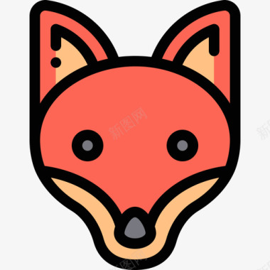 狐狸动物园5线性颜色图标图标