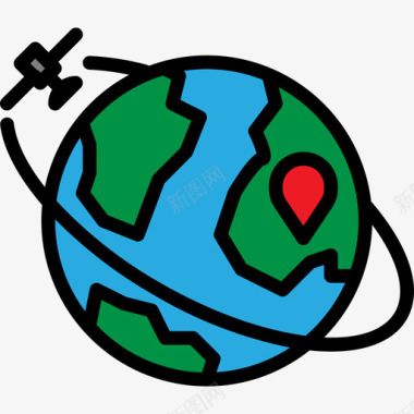 世界航运线性颜色图标图标