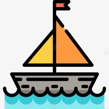 船暑假5线性颜色图标图标