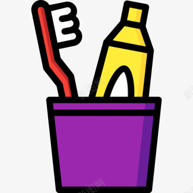 牙刷浴室用品4线性颜色图标图标