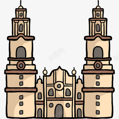 莫雷利亚大教堂世界纪念碑色彩图标图标