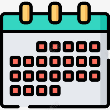 日历平面33线性颜色图标图标
