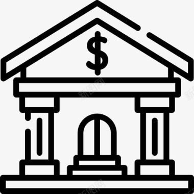 银行旅行地点表情符号线性图标图标