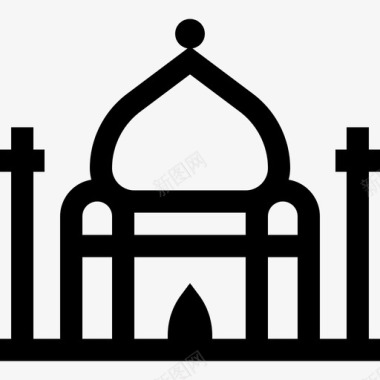 泰姬陵纪念碑17线性图标图标