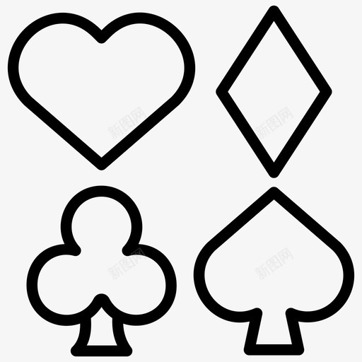 扑克牌纸牌游戏赌博图标svg_新图网 https://ixintu.com 扑克牌 纸牌游戏 赌博 赌场元素线图标