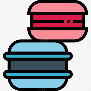 马卡龙甜食和糖果5线性颜色图标图标