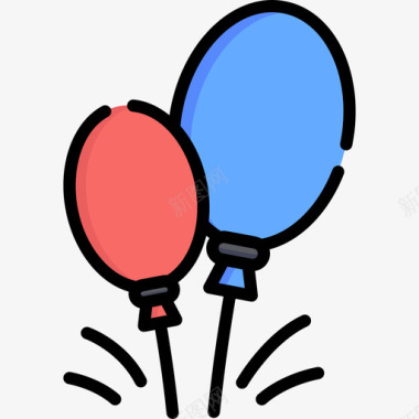 气球新年9线性颜色图标图标