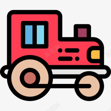 火车圣诞玩具4线性颜色图标图标