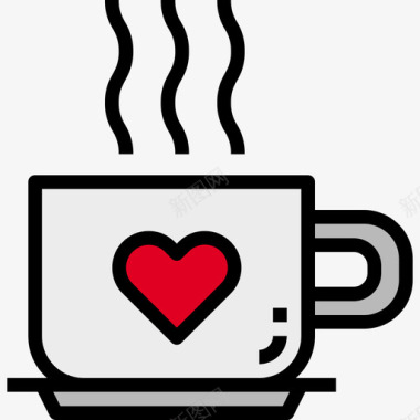 咖啡杯情人节44线性颜色图标图标