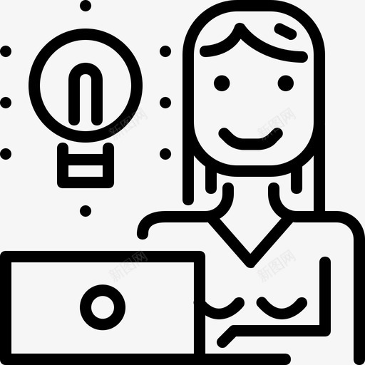 女人女人用笔记本电脑直线型图标svg_新图网 https://ixintu.com 女人 女人用笔记本电脑 直线型