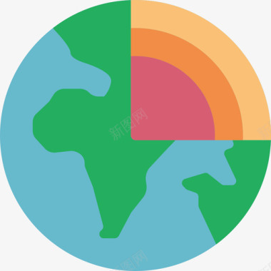 地热地理平坦图标图标