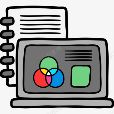 笔记本电脑创意流程42彩色图标图标