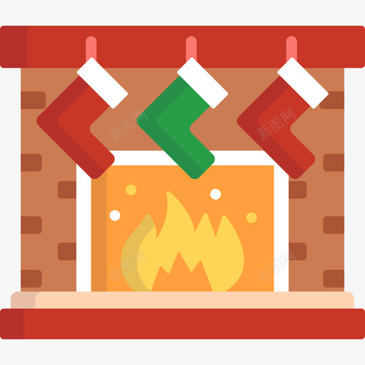 壁炉圣诞105平的图标svg_新图网 https://ixintu.com 圣诞105 壁炉 平的
