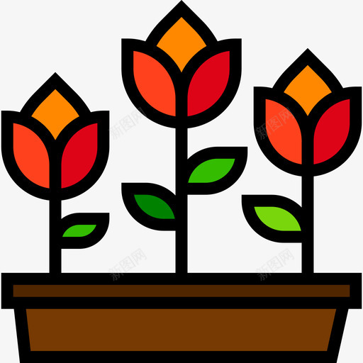 花卉农业和园艺4线性颜色图标svg_新图网 https://ixintu.com 农业和园艺4 线性颜色 花卉