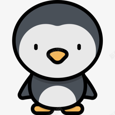 企鹅卡瓦伊动物3线性颜色图标图标
