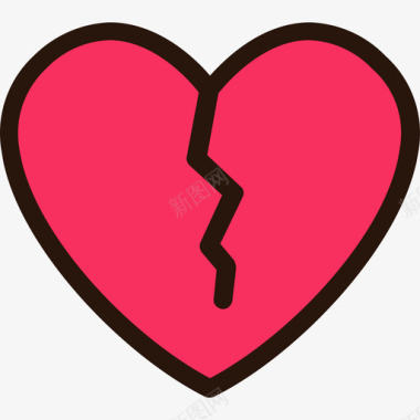 破碎的心情人节3线性颜色图标图标