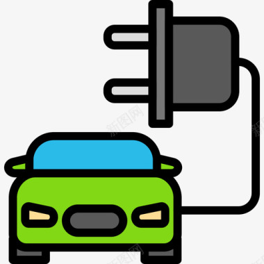 电动汽车生态68线性颜色图标图标