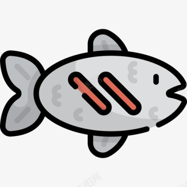 鱼烤肉13线形颜色图标图标