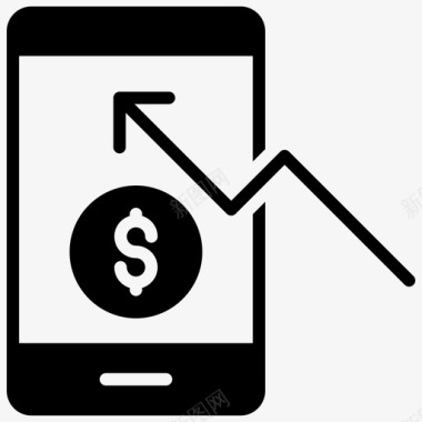 手机银行手机储蓄和投资字形图标图标