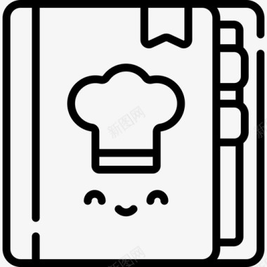 食谱书厨房用具5线性图标图标