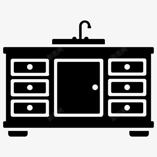 厨柜家庭厨房厨房储藏室图标svg_新图网 https://ixintu.com 厨房储藏室 厨柜 家庭办公室内家具字形图标 家庭厨房 现代厨房