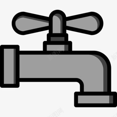 水龙头浴室物体4线性颜色图标图标