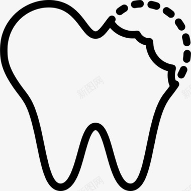 断牙牙齿护理5线状图标图标