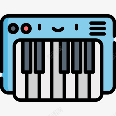 键盘乐器16线型彩色图标图标