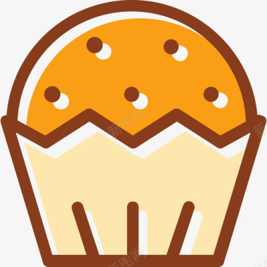 纸杯蛋糕蛋糕和面包店3线性颜色图标图标