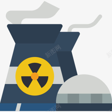 核电站电力和能源7号扁平图标图标