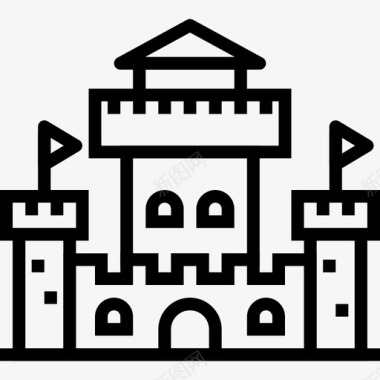 城堡城市元素建筑6线性图标图标