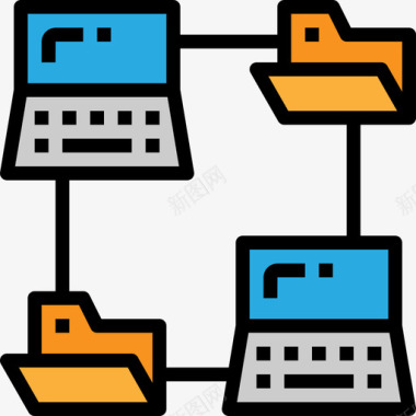 网络计算机与技术2线颜色图标图标