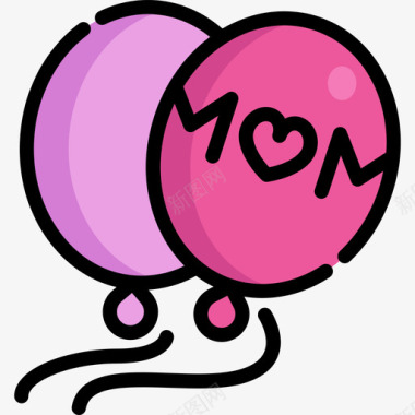 气球母亲节6线性颜色图标图标